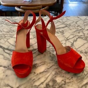 Vintage 90s Barney’s New York red suede platforms in size 42 Italy in EUC.